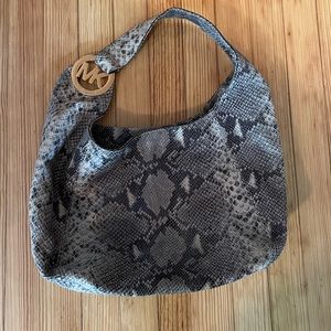Michael Kors Python Snakeskin Hobo Purse in Grey Taupe